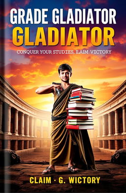 A striking book cover design for 'Grade Gladiator: Conquer Your Studies, Claim Your Victory'