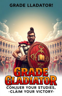 An inspiring poster titled 'Grade Gladiator: Conquer Your Studies, Claim Your Victory'