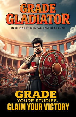 An inspiring poster titled 'Grade Gladiator: Conquer Your Studies, Claim Your Victory'