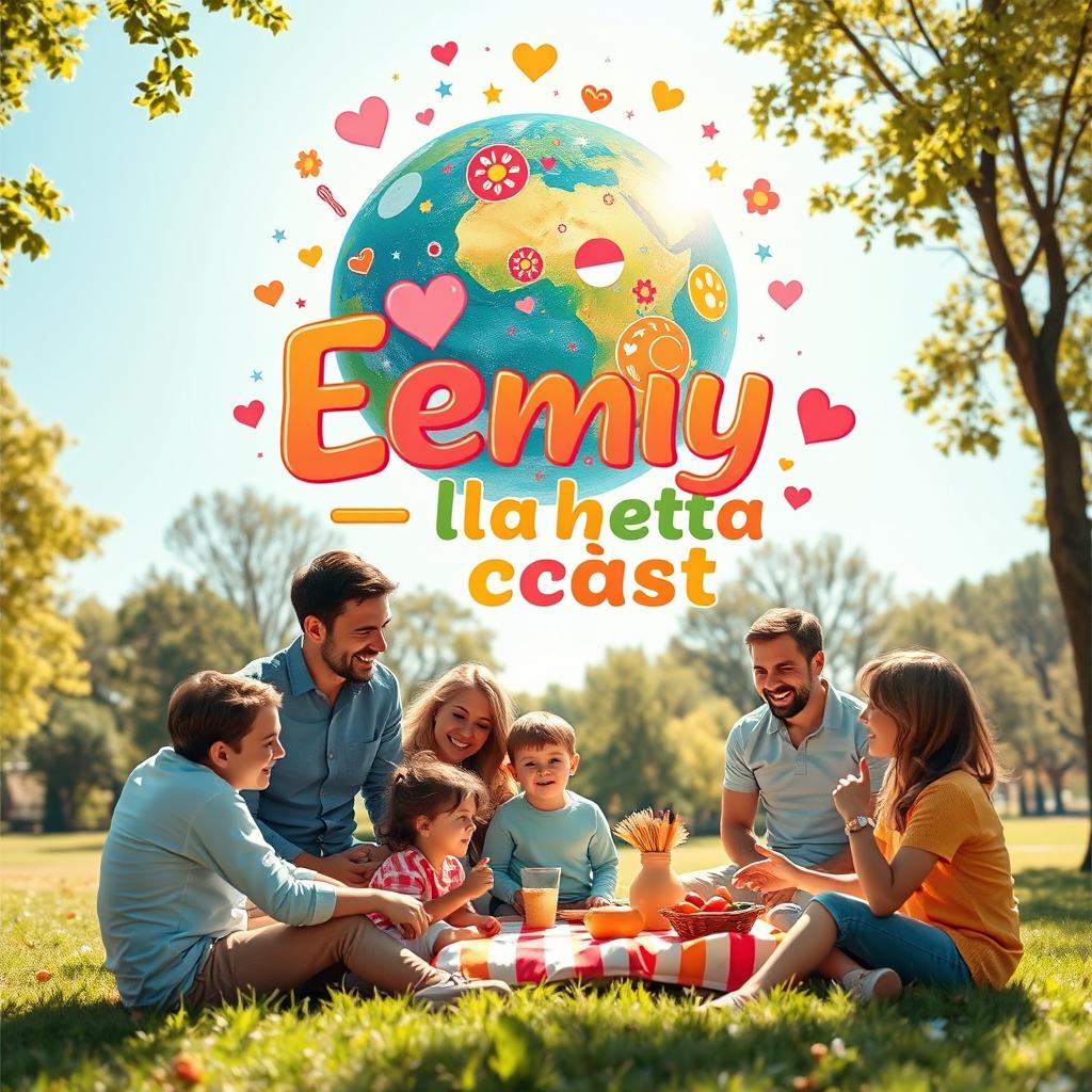 A captivating wall poster titled "Семья - планета счастья" (Family is the Planet of Happiness)