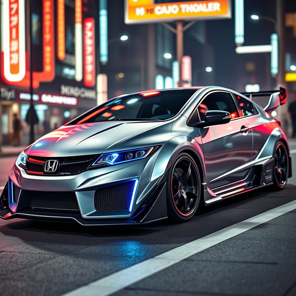 An impressive modified 2011 Honda Civic FD transformed into a two-door supercar, closely capturing the essence of the Honda NSX