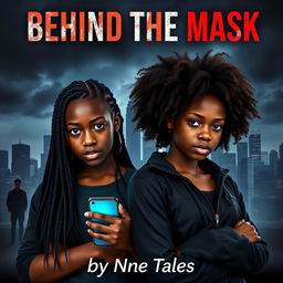 A dramatic high-stakes book cover featuring two teenage African high school girls in their early 17s, Nia and Kiara, standing together against a dark urban backdrop