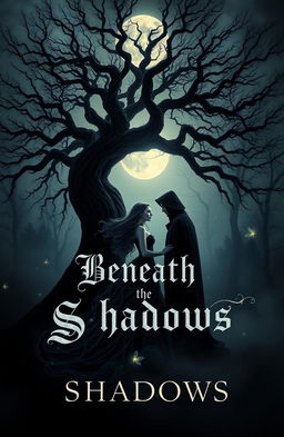 A captivating cover design for a dark romance book titled 'Beneath the Shadows'