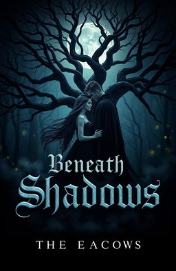 A captivating cover design for a dark romance book titled 'Beneath the Shadows'