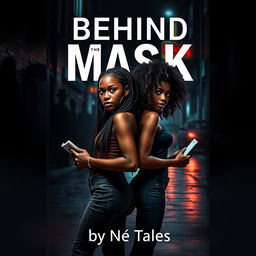 A suspenseful book cover featuring two young African women, Nia and Kiara, standing back-to-back in a dimly lit alley