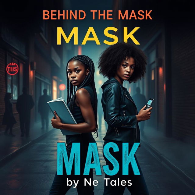 A suspenseful book cover featuring two young African women, Nia and Kiara, standing back-to-back in a dimly lit alley