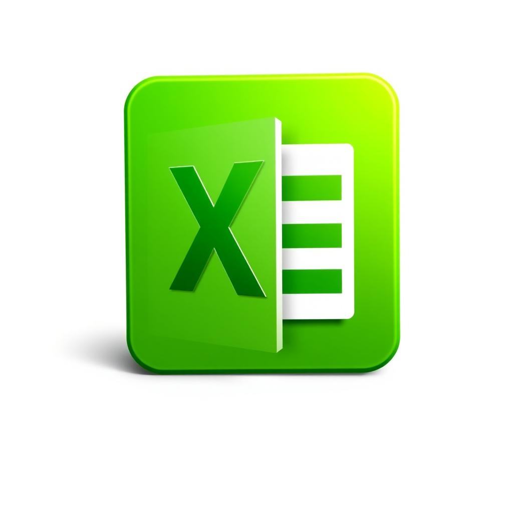 A detailed and vivid recreation of the Excel logo, featuring a bright green color palette with a white, stylized 'X' graphic representing the Excel application