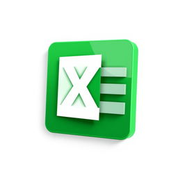 A detailed and vivid recreation of the Excel logo, featuring a bright green color palette with a white, stylized 'X' graphic representing the Excel application