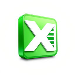 A detailed and vivid recreation of the Excel logo, featuring a bright green color palette with a white, stylized 'X' graphic representing the Excel application