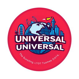 A dynamic and modern logo for an Instagram account dedicated to analyzing data, metrics, and numbers related to Universal Theme Parks around the world