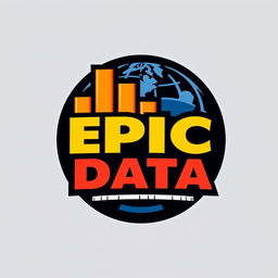 A creative and engaging logo for an Instagram account named 'EPIC DATA', focused on analyzing data, metrics, and numbers related to Universal Theme Parks worldwide