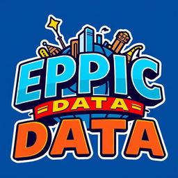 A creative and engaging logo for an Instagram account named 'EPIC DATA', focused on analyzing data, metrics, and numbers related to Universal Theme Parks around the world