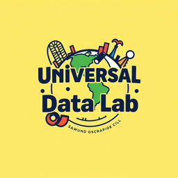 A modern and eye-catching logo for an Instagram account named 'Universal Data Lab', focused on analyzing data, metrics, and numbers related to Universal Theme Parks around the world