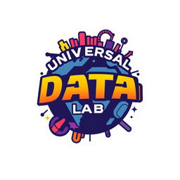 A modern and eye-catching logo for an Instagram account named 'Universal Data Lab', focused on analyzing data, metrics, and numbers related to Universal Theme Parks around the world