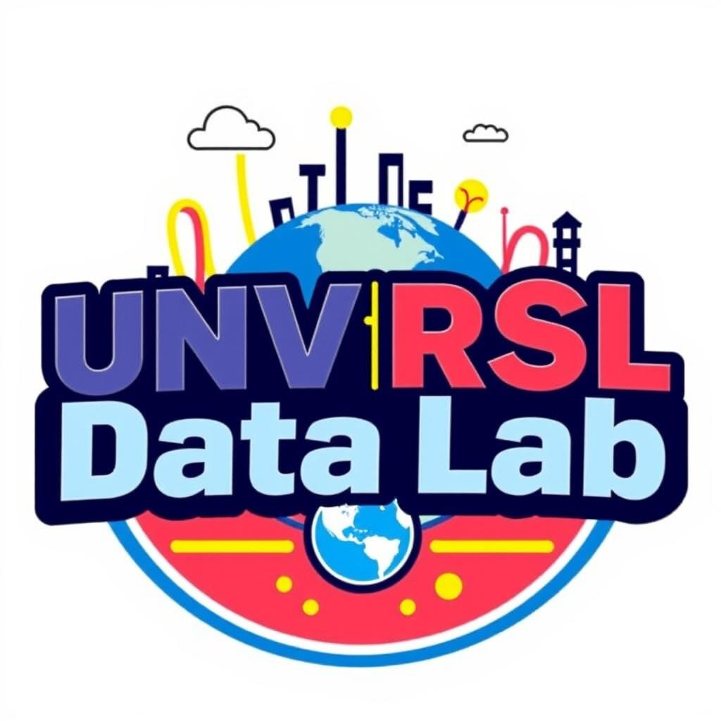 An innovative and visually striking logo for an Instagram account named 'UNVRSL Data Lab', dedicated to analyzing data, metrics, and numbers related to Universal Theme Parks globally