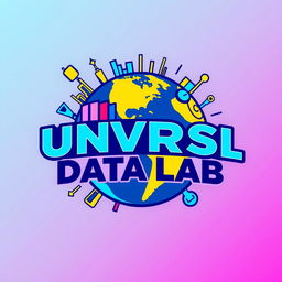 An innovative and visually striking logo for an Instagram account named 'UNVRSL Data Lab', dedicated to analyzing data, metrics, and numbers related to Universal Theme Parks globally