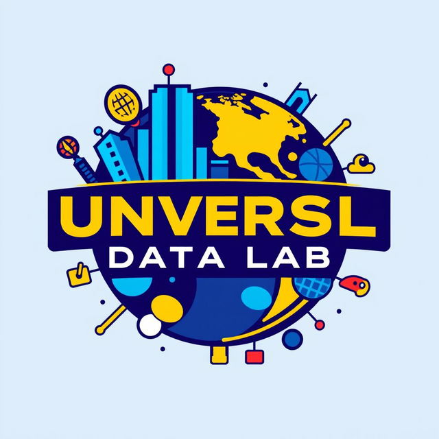 An innovative and visually striking logo for an Instagram account named 'UNVRSL Data Lab', dedicated to analyzing data, metrics, and numbers related to Universal Theme Parks globally