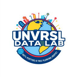 A vibrant and modern logo for an Instagram account named 'UNVRSL Data Lab', dedicated to analyzing data, metrics, and numbers related to Universal Theme Parks worldwide