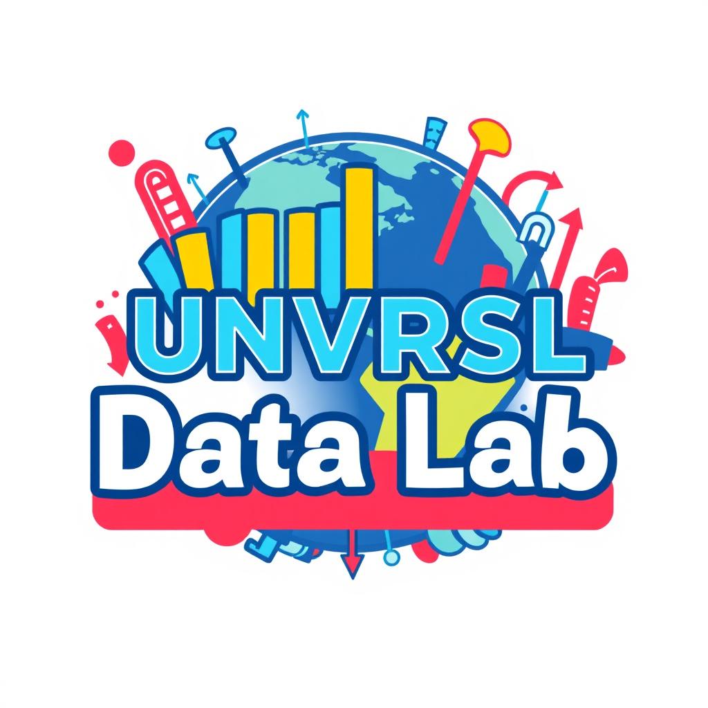 A vibrant and modern logo for an Instagram account named 'UNVRSL Data Lab', dedicated to analyzing data, metrics, and numbers related to Universal Theme Parks worldwide