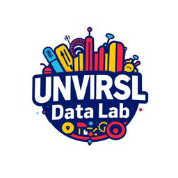 A sleek and modern logo for an Instagram account named 'UNVRSL Data Lab', specializing in the analysis of data, metrics, and numbers related to Universal Theme Parks worldwide