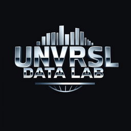 A metallic logo design for an Instagram account named 'UNVRSL Data Lab', focused on analyzing data, metrics, and numbers pertaining to Universal Theme Parks globally