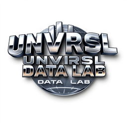 A metallic logo design for an Instagram account named 'UNVRSL Data Lab', focused on analyzing data, metrics, and numbers pertaining to Universal Theme Parks globally