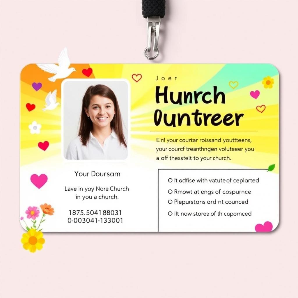 A colorful and inviting Church Volunteer Identification Card design