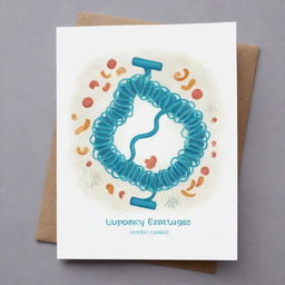 Design a cute, curly hair-like 'Corkscrew Confluence' card, an 'upcell' type. Illustrate a cheerful cell dancing gracefully, reflecting the fascinating movements of spirochaetes bacteria. The card should bring to life the harmonious play of two movements.