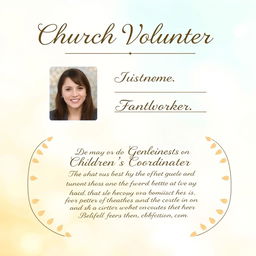 A beautifully designed Church Volunteer Identification Card