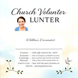 A beautifully designed Church Volunteer Identification Card