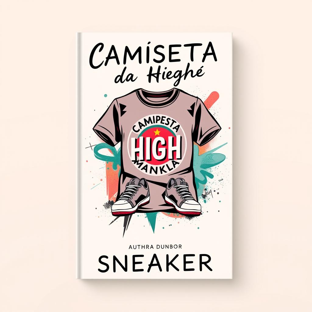 A captivating book cover for a novel titled "Camiseta da High e Sneaker"