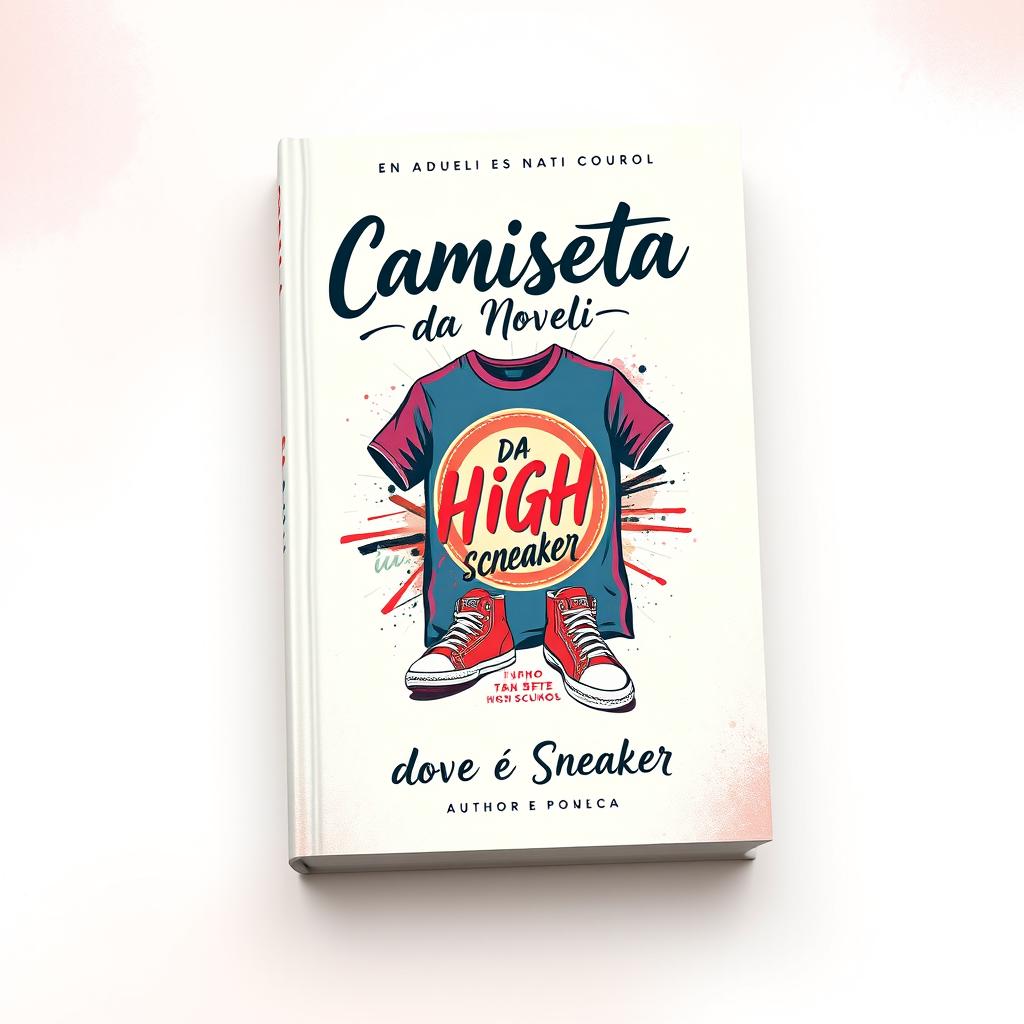 A captivating book cover for a novel titled "Camiseta da High e Sneaker"