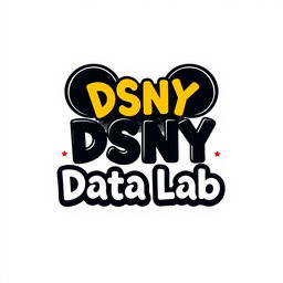 A whimsical logo design for an Instagram account called 'DSNY Data Lab', dedicated to analyzing data, metrics, and numbers for Disney Theme Parks around the globe, featuring a Mickey Mouse theme