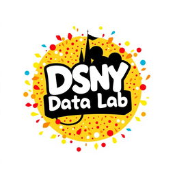 A whimsical logo design for an Instagram account called 'DSNY Data Lab', dedicated to analyzing data, metrics, and numbers for Disney Theme Parks around the globe, featuring a Mickey Mouse theme