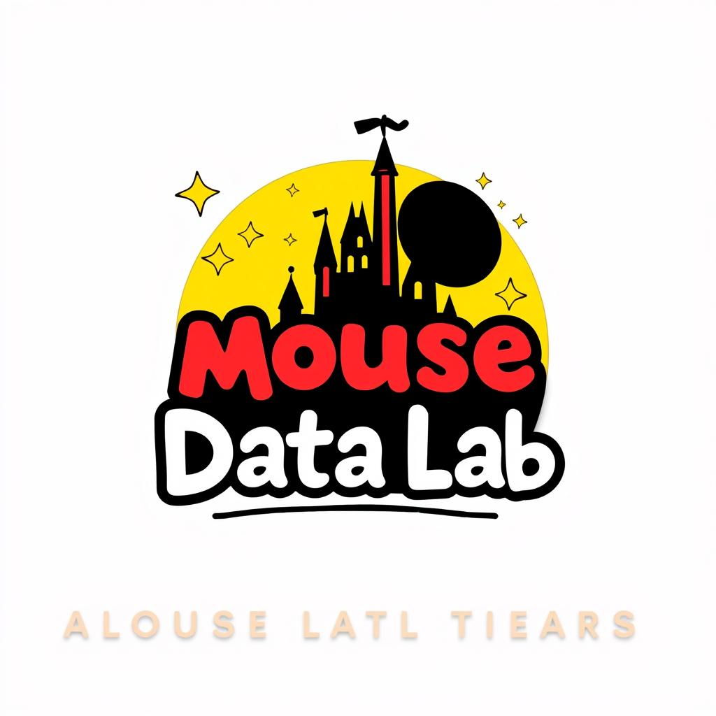 A charming logo design for an Instagram account named 'Mouse Data Lab', focused on analyzing data, metrics, and numbers for Disney Theme Parks around the world, infused with Mickey Mouse theming