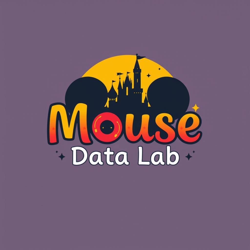 A charming logo design for an Instagram account named 'Mouse Data Lab', focused on analyzing data, metrics, and numbers for Disney Theme Parks around the world, infused with Mickey Mouse theming