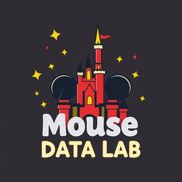 A charming logo design for an Instagram account named 'Mouse Data Lab', focused on analyzing data, metrics, and numbers for Disney Theme Parks around the world, infused with Mickey Mouse theming