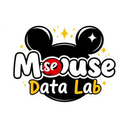 A charming and playful logo design for an Instagram account named 'Mouse Data Lab', dedicated to analyzing data, metrics, and numbers for Disney Theme Parks worldwide, with a delightful Mickey Mouse theme