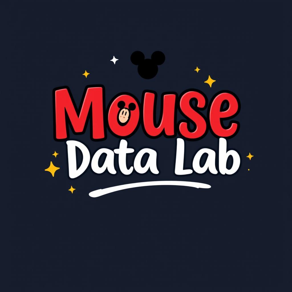 A charming and playful logo design for an Instagram account named 'Mouse Data Lab', dedicated to analyzing data, metrics, and numbers for Disney Theme Parks worldwide, with a delightful Mickey Mouse theme