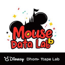 A fun and vibrant logo design for an Instagram account named 'Mouse Data Lab', focused on analyzing data, metrics, and numbers for Disney Theme Parks globally, infused with a whimsical Mickey Mouse theme