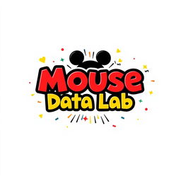 A fun and vibrant logo design for an Instagram account named 'Mouse Data Lab', focused on analyzing data, metrics, and numbers for Disney Theme Parks globally, infused with a whimsical Mickey Mouse theme