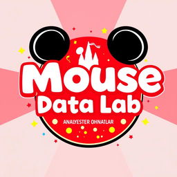 A fun and vibrant logo design for an Instagram account named 'Mouse Data Lab', focused on analyzing data, metrics, and numbers for Disney Theme Parks globally, infused with a whimsical Mickey Mouse theme