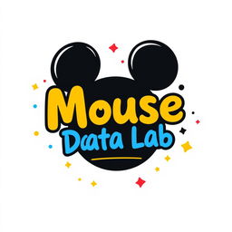 A fun and vibrant logo design for an Instagram account named 'Mouse Data Lab', focused on analyzing data, metrics, and numbers for Disney Theme Parks globally, infused with a whimsical Mickey Mouse theme