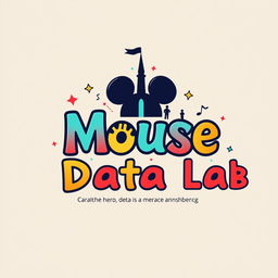 A captivating logo design for an Instagram account named 'Mouse Data Lab', dedicated to analyzing data, metrics, and numbers for Disney Theme Parks globally, featuring a whimsical Mickey Mouse theme