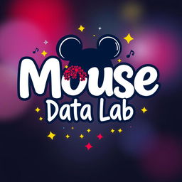 A captivating logo design for an Instagram account named 'Mouse Data Lab', dedicated to analyzing data, metrics, and numbers for Disney Theme Parks globally, featuring a whimsical Mickey Mouse theme