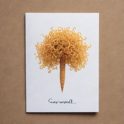 Create a cute 'Corkscrew Confluence' card, an 'upcell' type, resembling a single strand of curly hair. Depict a charming cell performing a graceful dance, inspired by the movements of corkscrew-shaped spirochaetes bacteria, symbolizing the execution of two actions.