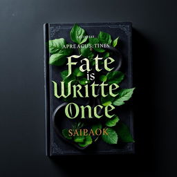 A captivating book cover design that embodies a dark and mysterious vibe, featuring rich green pesto leaves artistically arranged with a menacing black snake coiling around them, symbolizing tension and hidden dangers