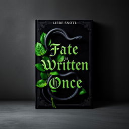 A captivating book cover design that embodies a dark and mysterious vibe, featuring rich green pesto leaves artistically arranged with a menacing black snake coiling around them, symbolizing tension and hidden dangers