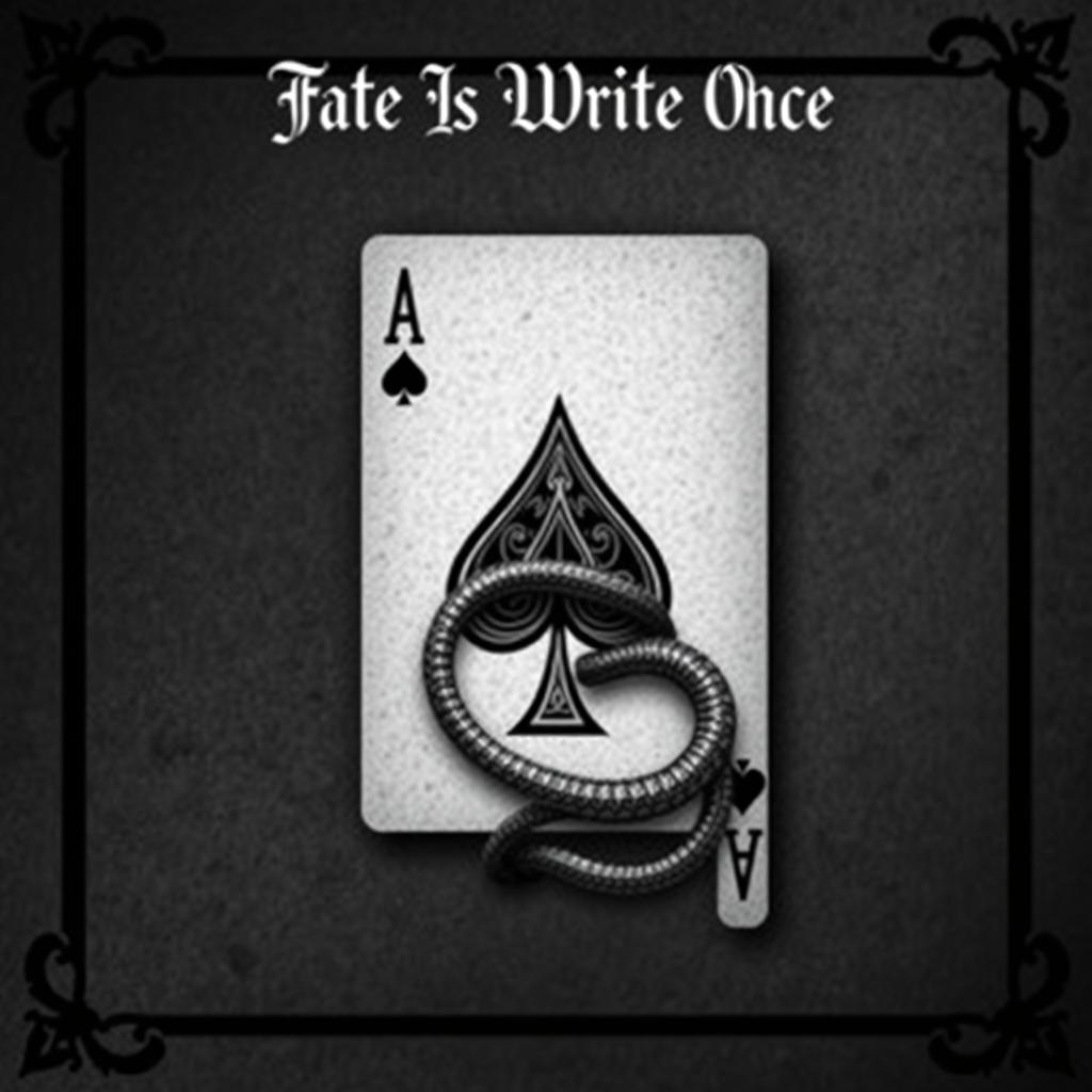 An intriguing book cover design that centers around the Ace of Spades card, coupled with a sleek, coiling snake that wraps around it, symbolizing danger and fate