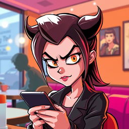 A realistic yet cartoon-like illustration of a single, evil-looking girl representing modern gossip culture